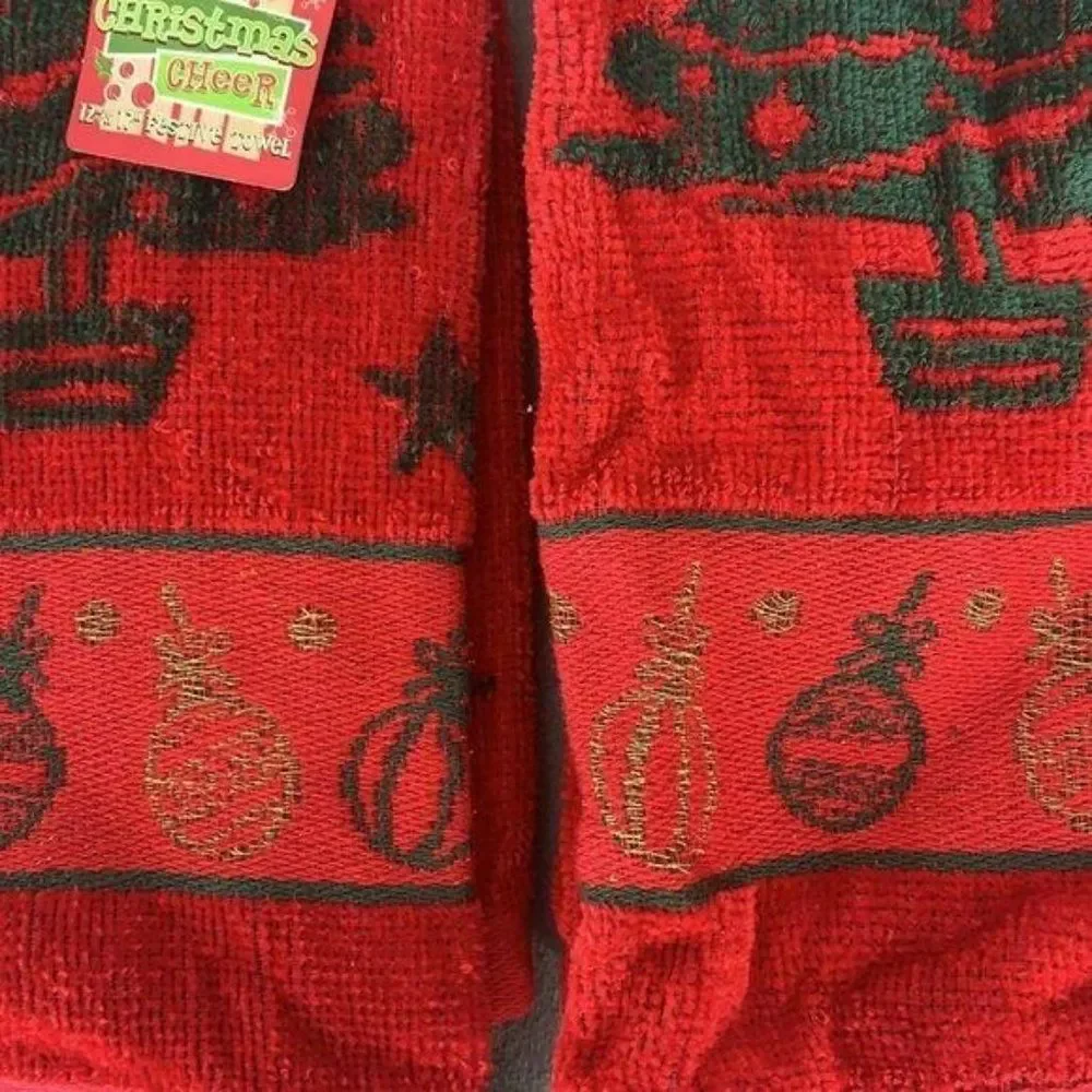Peachtree Products Red Black‎ Christmas Holiday Festive Hand Towels